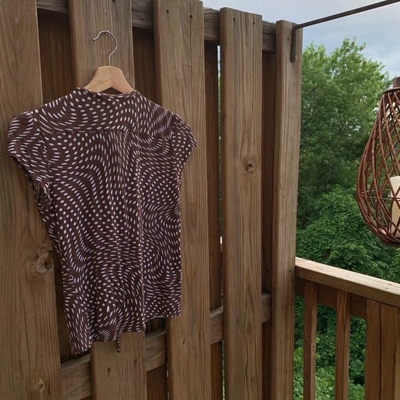 MNG Soft Knit Short Sleeve Patterned Blouse - Picture 3 of 8